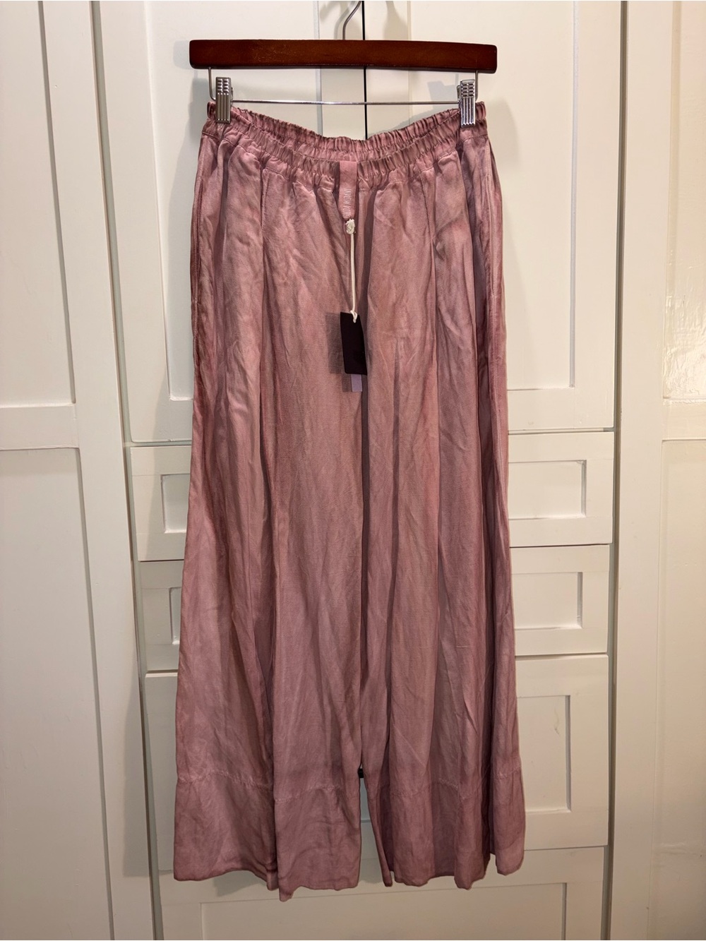 NWT Gilda Midani Logenlok Linen and cotton Dusty Rose Hand-Dyed Wide-Leg Pants L